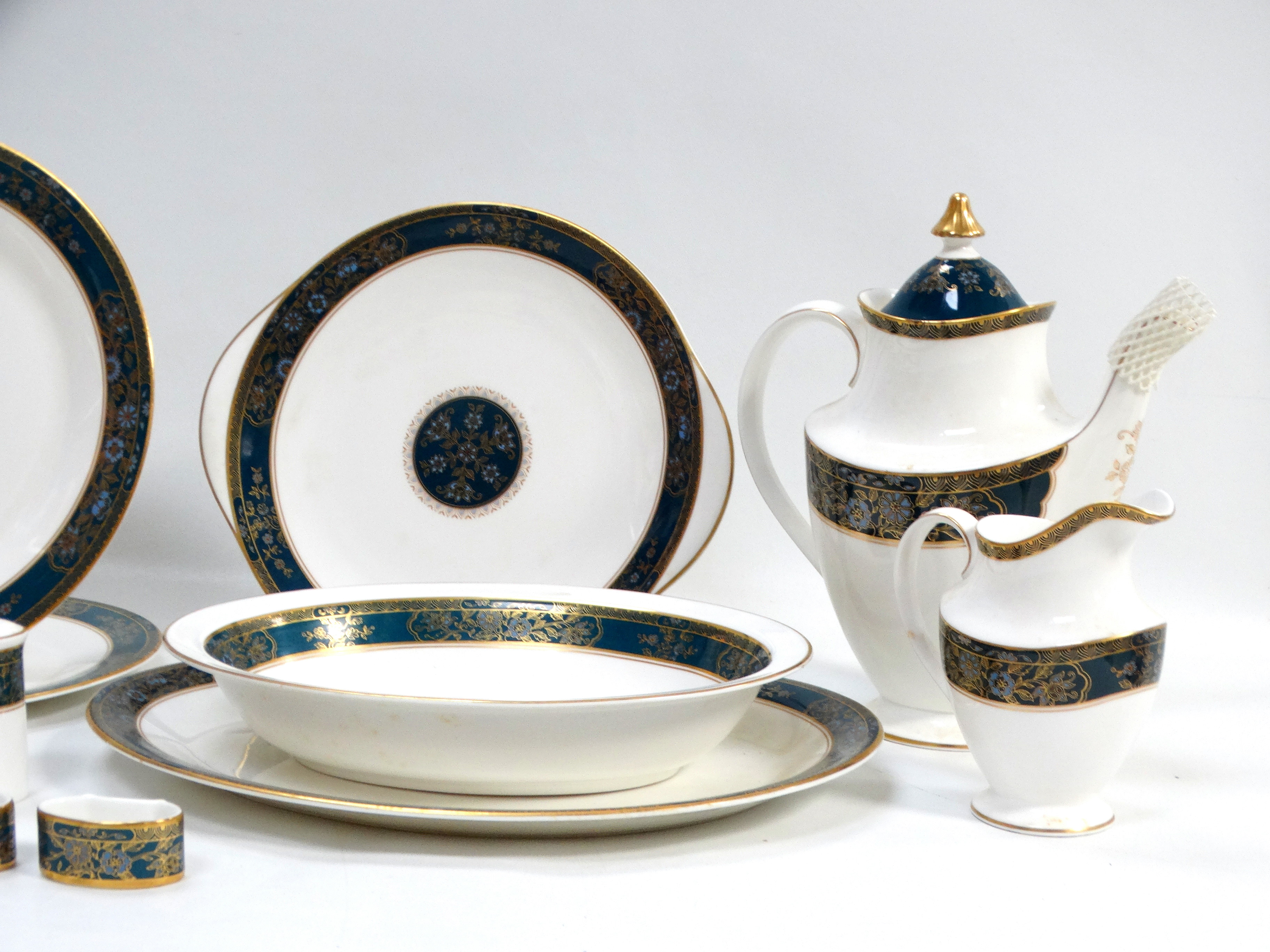 A Royal Doulton 'Carlyle' pattern part dinner service - comprising a coffee pot, two napkin rings, - Image 2 of 5