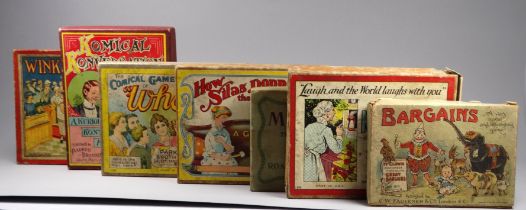 Seven early 20th century card games - including Bargains, Muggins and Mrs Casey Wants to Know. (7)