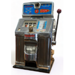 A Jennings-Governor mid 20th century American one arm bandit slot machine - chrome case with Tic-