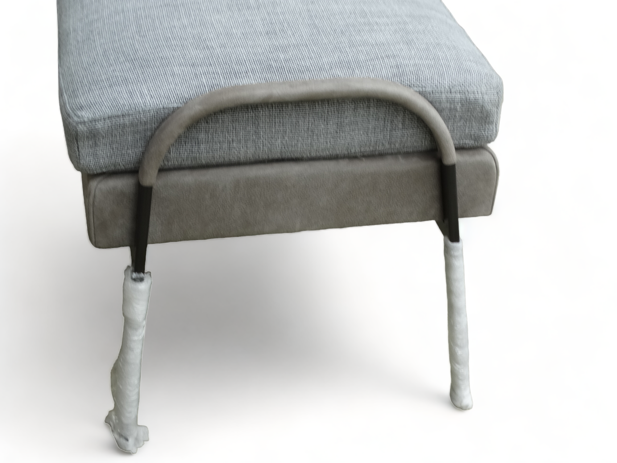 A Holly Hunt dining bench - of rectangular form with grey fabric cushion above a faux suede - Image 2 of 3