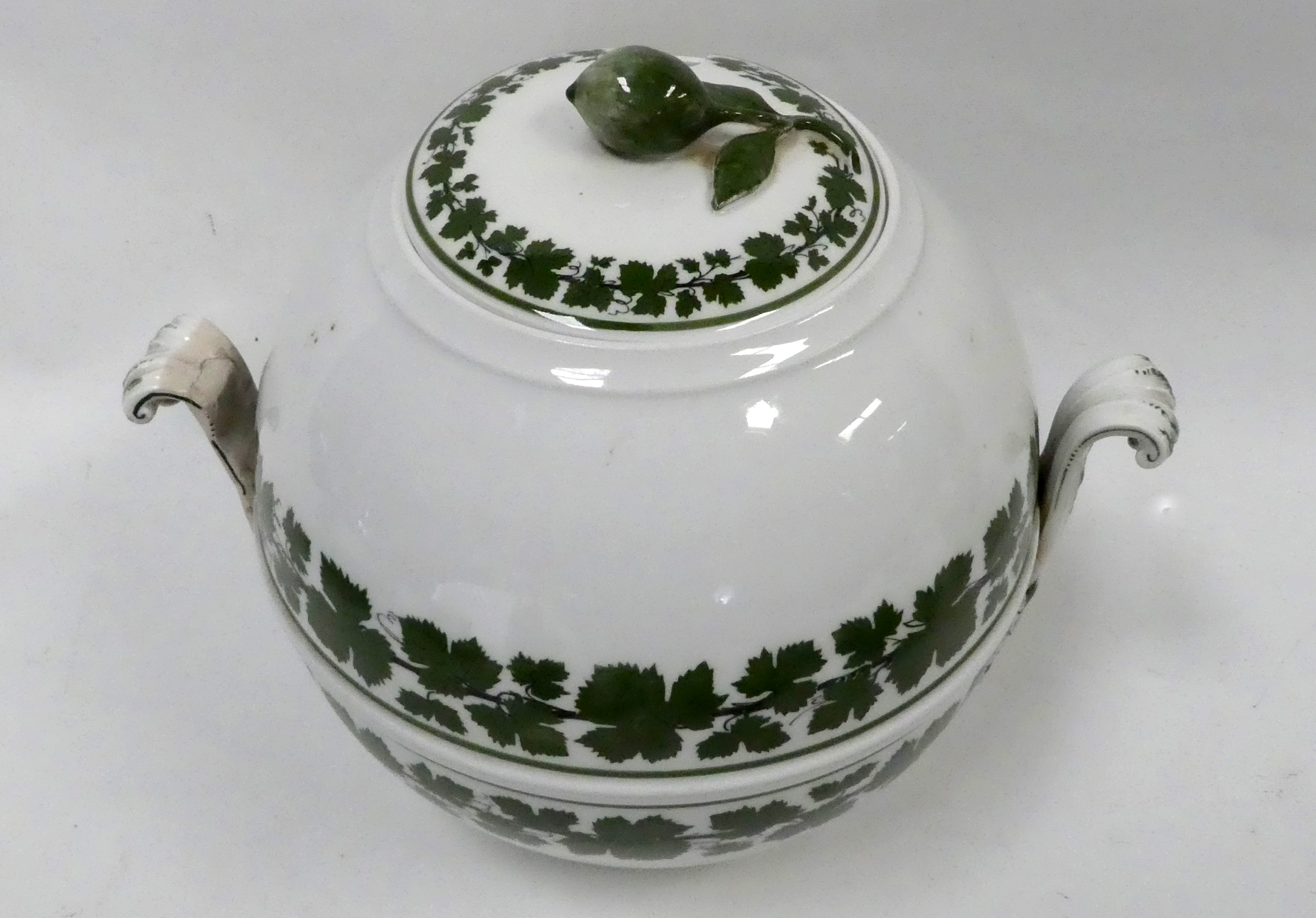 A Meissen part dinner service - decorated with vine leaves, including a globe shaped tureen, - Image 2 of 9