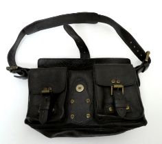 A Mulberry brown leather shoulder bag - the a heavy grain texture and twin pockets to the front