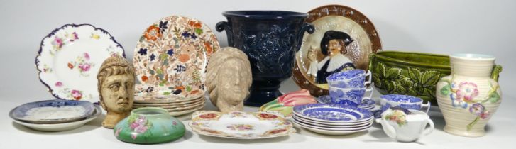 A quantity of various ceramics - including Copeland tea cups and saucers, a Clarice Cliff vase and