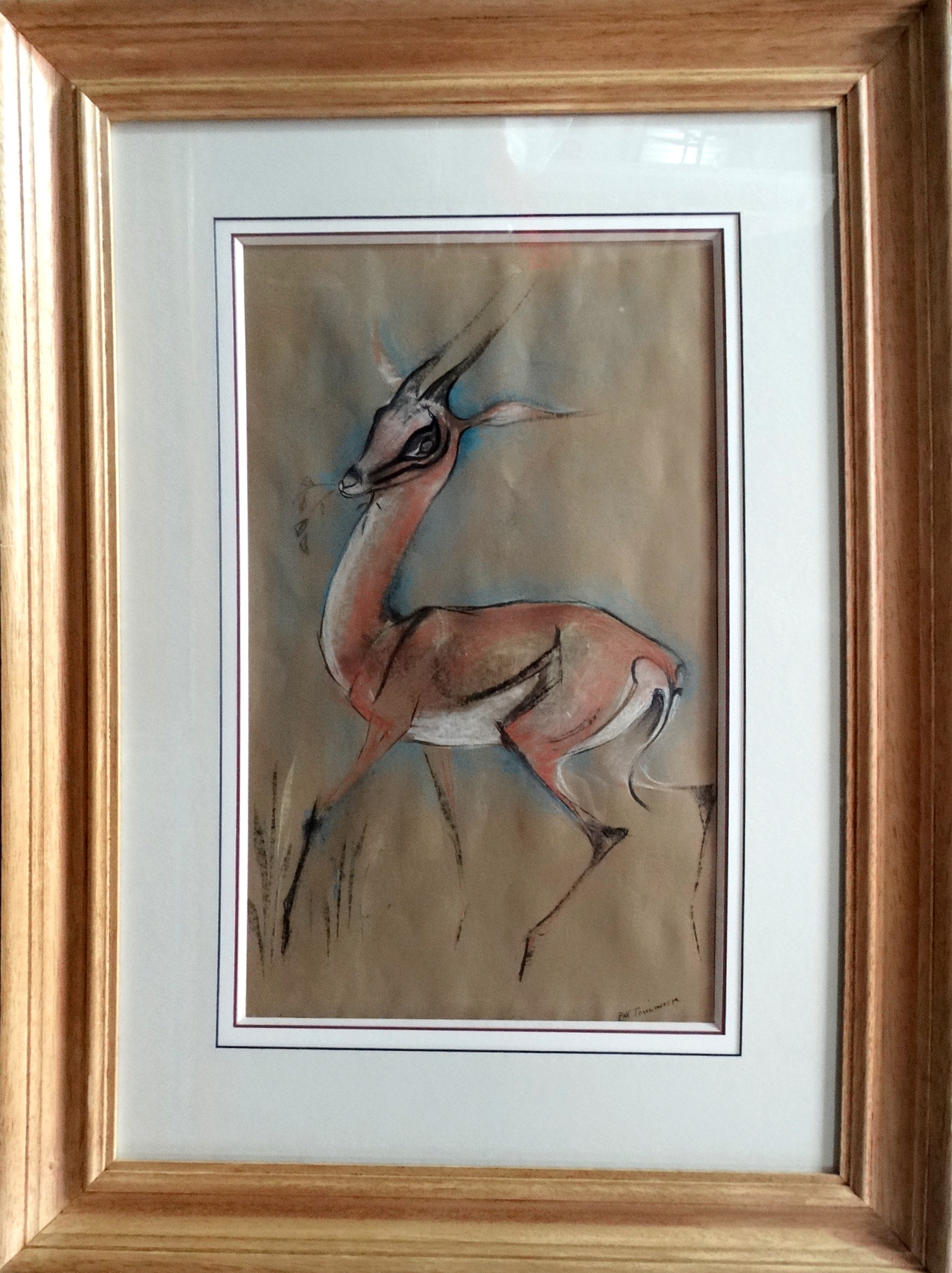 Pat TOMLINSON (British 20th/21st century) Impala Pastel on paper Signed lower right Framed and - Image 2 of 4