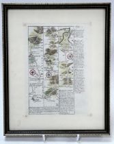 A John Ogilby double sided road map - Longford Mill, Herts to Stevenage/Kingbolton Hunts to Oakham