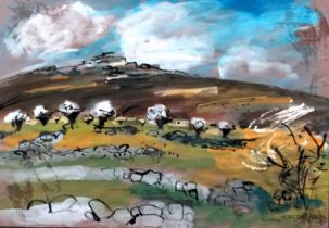 # Judy WILLOUGHBY (20th Century British) Moorland West Penwith Mixed media Signed lower right Framed