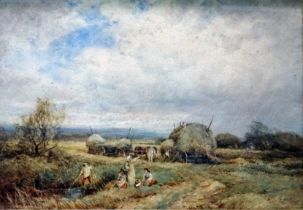 Henry John Sylvester Stannard (1870-1951), Haymaking, Watercolour, Signed lower left, Framed and