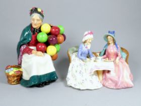 A Royal Doulton figure group 'Afternoon Tea' - HN1747, 19cm wide, together with another 'The Old