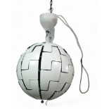 An Ikea white pendant lamp - the globe separating to reveal a mirrored interior, height 35cm.