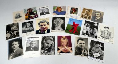 A collection of autographed cards - actors and personalities including John Nettles, Martha Riley,