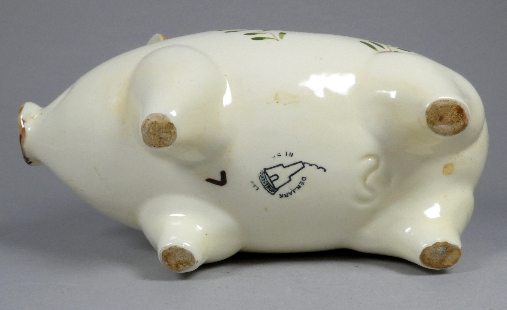 A Quimper pottery piggy bank - decorated with flowers, 21cm wide, together with another larger - Image 7 of 8