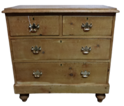 A 19th century pine chest of drawers - the rectangular top above an arrangement of two short and two