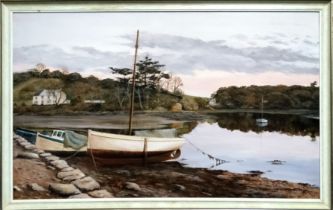 # Tim TALL (British 20th Century) Low Tide On The Helford Oil on canvas Signed and dated 77 lower