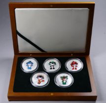 Beijing Olympic Games 2008 - a cased set of five medallions commemorating the Olympic mascot.