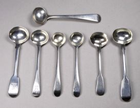A silver mustard spoon - London 1837, William Theobalds, together with six other various silver