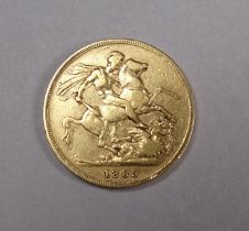 A Victorian sovereign - dated 1885, Melbourne mint