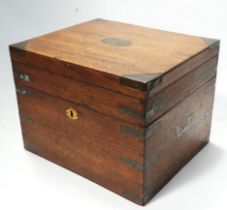 A 19th century mahogany and brass bound silver trunk - the lid with a vacant cartouche, brass
