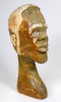 A 20th century Zimbabwe School carved soapstone head of a gentleman - height 34cm.