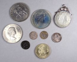 A small quantity of 20th century coinage - including 3d, 6d, crowns and a £2 coin (qty)