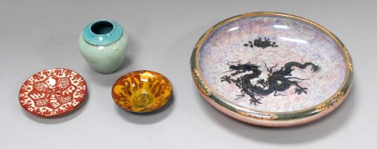 Eleanor NEWELL (British 20th/21st century) raku vase - celadon glazed, signed to base, 10cm high,