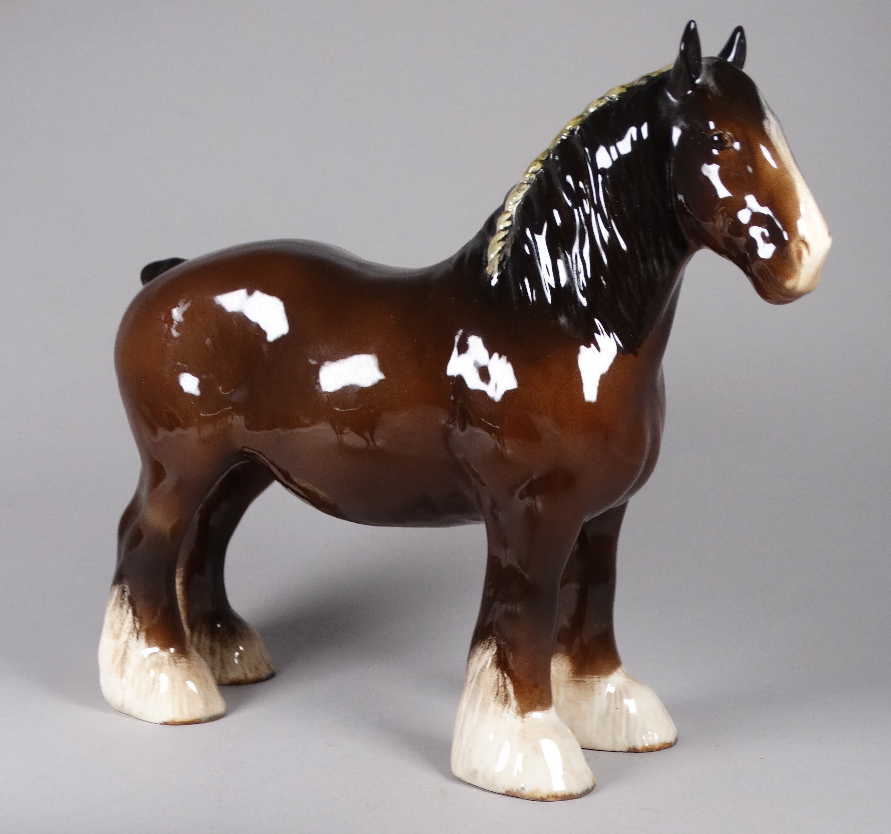 A Beswick bay shire horse - standing, 21cm high, together with a smaller bay stallion (2) - Image 2 of 6