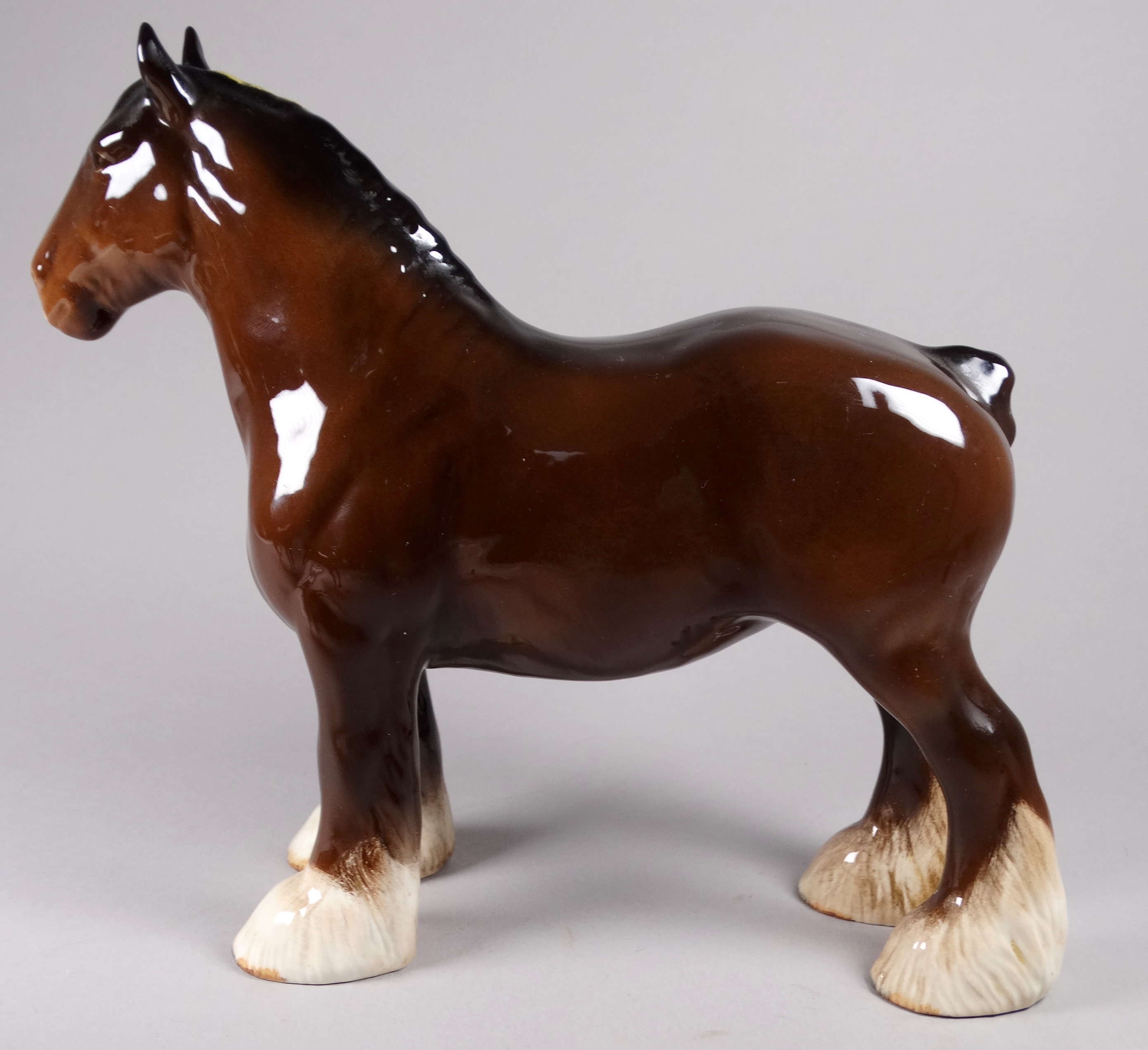 A Beswick bay shire horse - standing, 21cm high, together with a smaller bay stallion (2) - Image 4 of 6