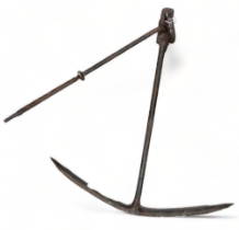 A large late 19th century wrought steel anchor - height 95cm.