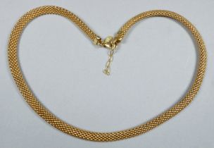 A vermeil necklace - of a woven design with claw fastener, 45cm long, 24g