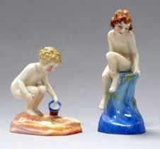 Royal Doulton figure - `Dancing Eyes and Sunny Hair` HN1543, 13cm high, together with Love, A Little