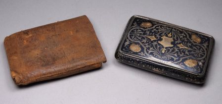 A late 19th/early 20th century Russian silver niello hinged box - the cover with a gilt vacant