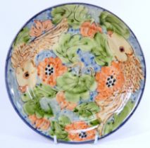 Paul JACKSON (British b. 1954) carp dish - decorated with fish and lily flowers, 24cm diam