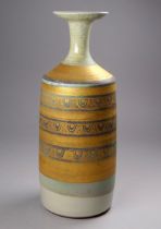 Mary RICH (British 1940-2022) pottery vase - with narrow neck and flared rim, the body decorated