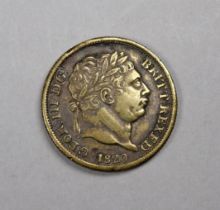 A George III gaming token - modelled in the form of an 1820 shilling