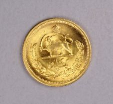 A one Pahlavi 22ct gold coin - obverse with bust of Mohammed Reza, the reverse with a lion holding a