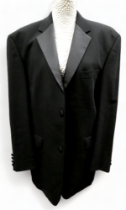 A gentlemans dinner suit - with satin lapels and cord to trousers, chest size 42R