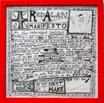 # Sir Grayson PERRY (b. 1960) Red Alan Manifesto Printed on pink serviette Monogram lower left