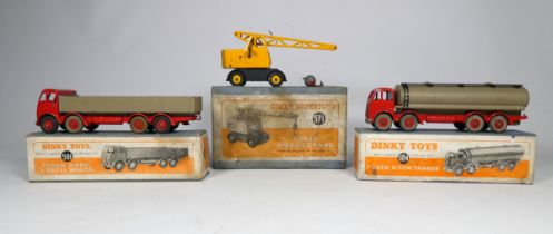 A Dinky Supertoys Coles Mobile Crane 571 - boxed, together with Foden 14 Ton Tanker and a Foden