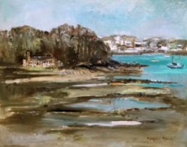 Margaret MORCOM (British 20th Century) St Mawes Low Tide Oil on board Signed lower right Framed