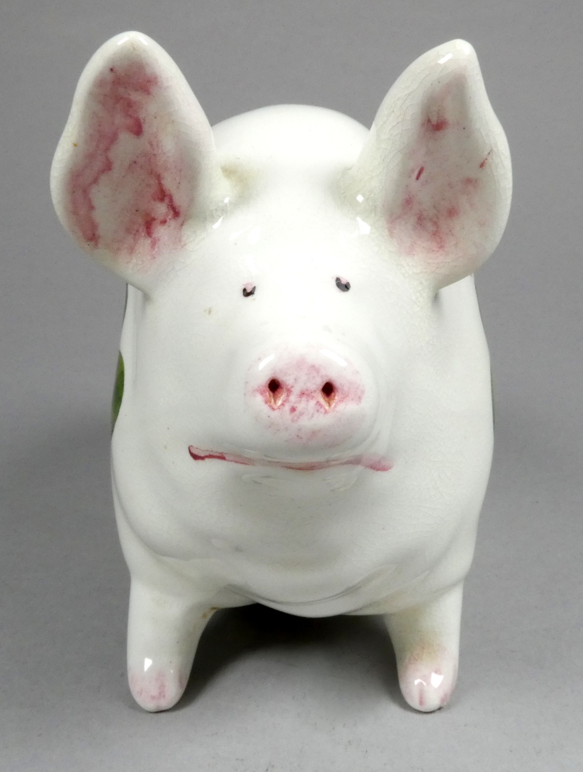 A Wemyss ware pottery pig - decorated with clover flowers, 17cm wide - Image 2 of 5