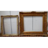 A 20th century gilt picture frame, Of swept design with scrolls and foliage, Rebate size 51cm x 62cm