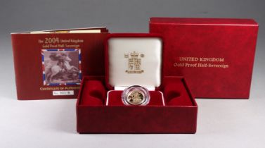 A Royal Mint proof half sovereign - 2004, boxed with a certificate of authenticity