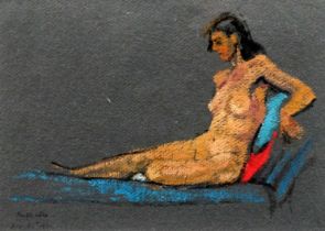 # Franklin WHITE (British 20th Century) Reclining Nude Pastel on coloured paper Signed and dated