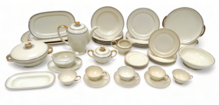 A mid 20th century Rosenthal Winifred pattern part dinner service - cream with gilt banding,