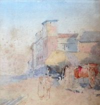 After Claude Hamilton Rowbotham An Italian Square Watercolour sketch Framed and glazed Picture