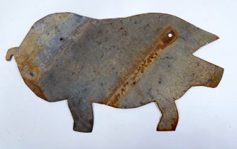 21st century British Naive School - a zinc figure of a pig, in silhouette, width 46cm.