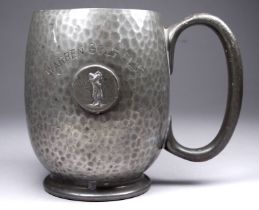 A Liberty & Co. Tudric pewter tankard - inscribed 'Warren Golf Club', impressed registration