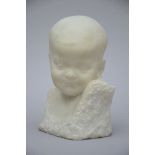 Geo Verbanck: child's head in marble (30x20x13cm)