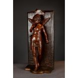 Auguste Lalouette: bronze sculpture 'trop volage' (h62x30cm)