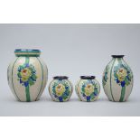 4 Art Deco vases in grËs keramis, Boch La LouviËre (D2366) (between 16 - 35cm)