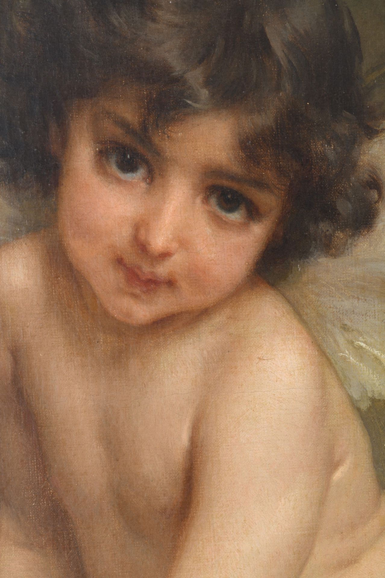 …mile Munier 1892: painting (o/c) 'deux amours' (75x55cm) - Image 5 of 7
